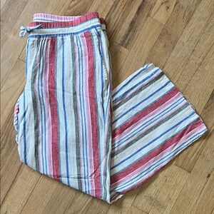 Old Navy Wide Leg Striped Linen Blend Pants